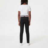 BLACK BELTED DENIM JEGGING