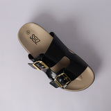 BLACK PLATFORM DOUBLE BUCKLE SANDAL