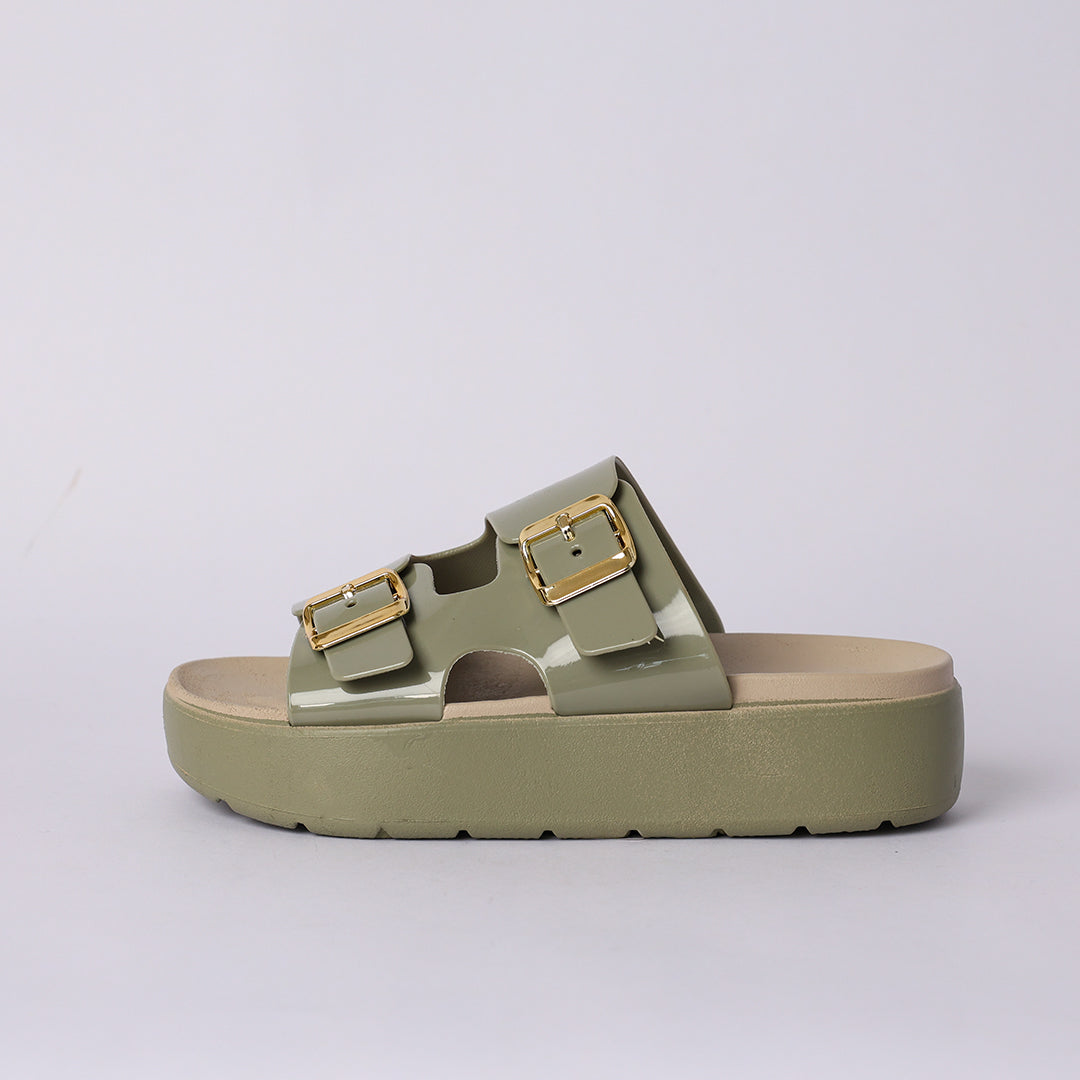 DK TAUPE PLATFORM DOUBLE BUCKLE SANDAL