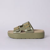 DK TAUPE PLATFORM DOUBLE BUCKLE SANDAL