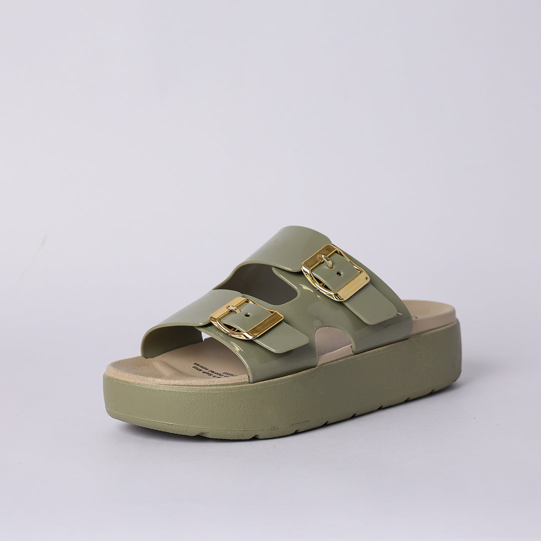 DK TAUPE PLATFORM DOUBLE BUCKLE SANDAL