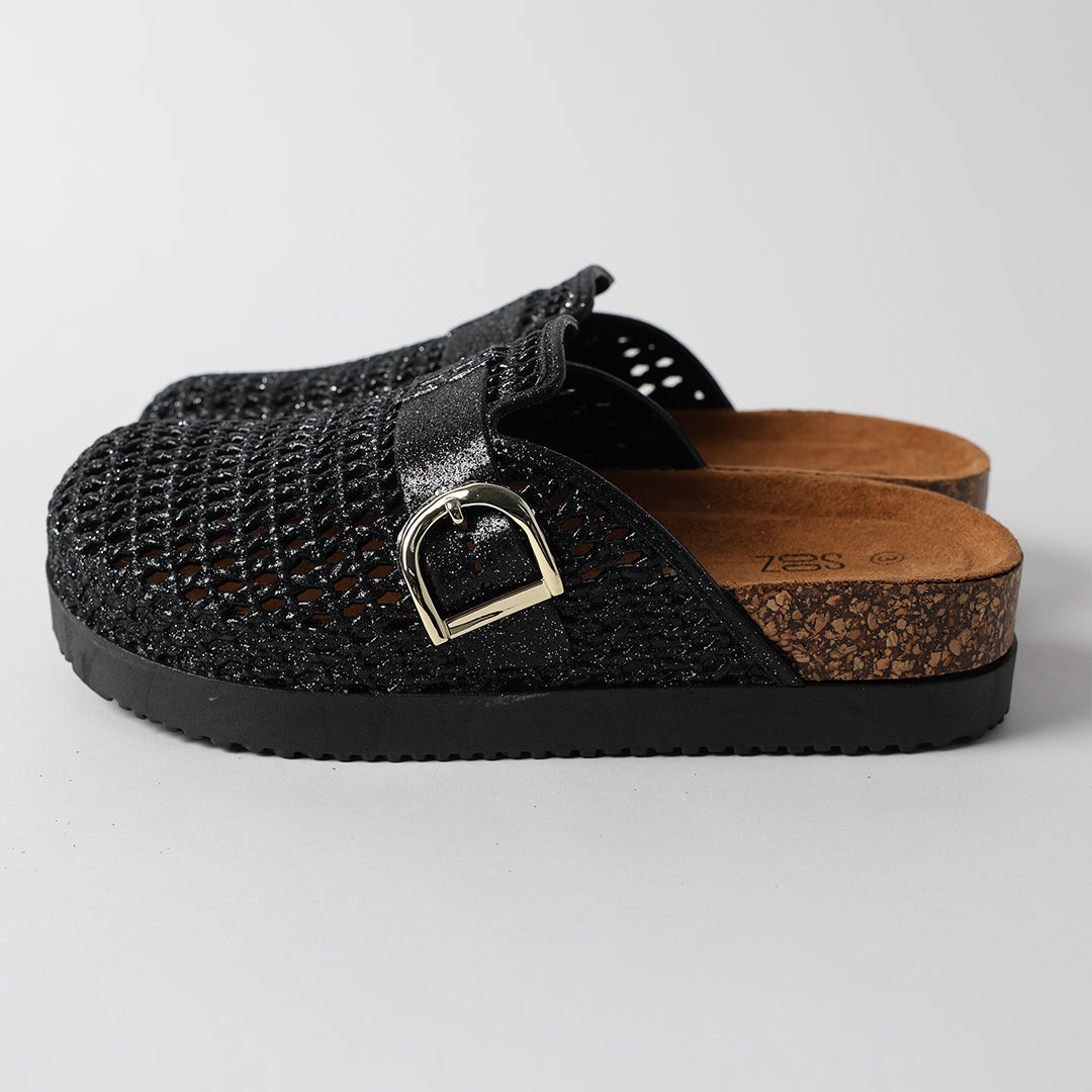 BLACK CLOSED TOE BIRKIE SANDAL