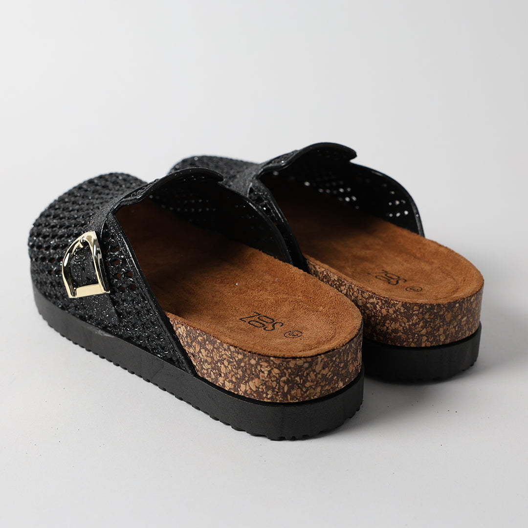 BLACK CLOSED TOE BIRKIE SANDAL