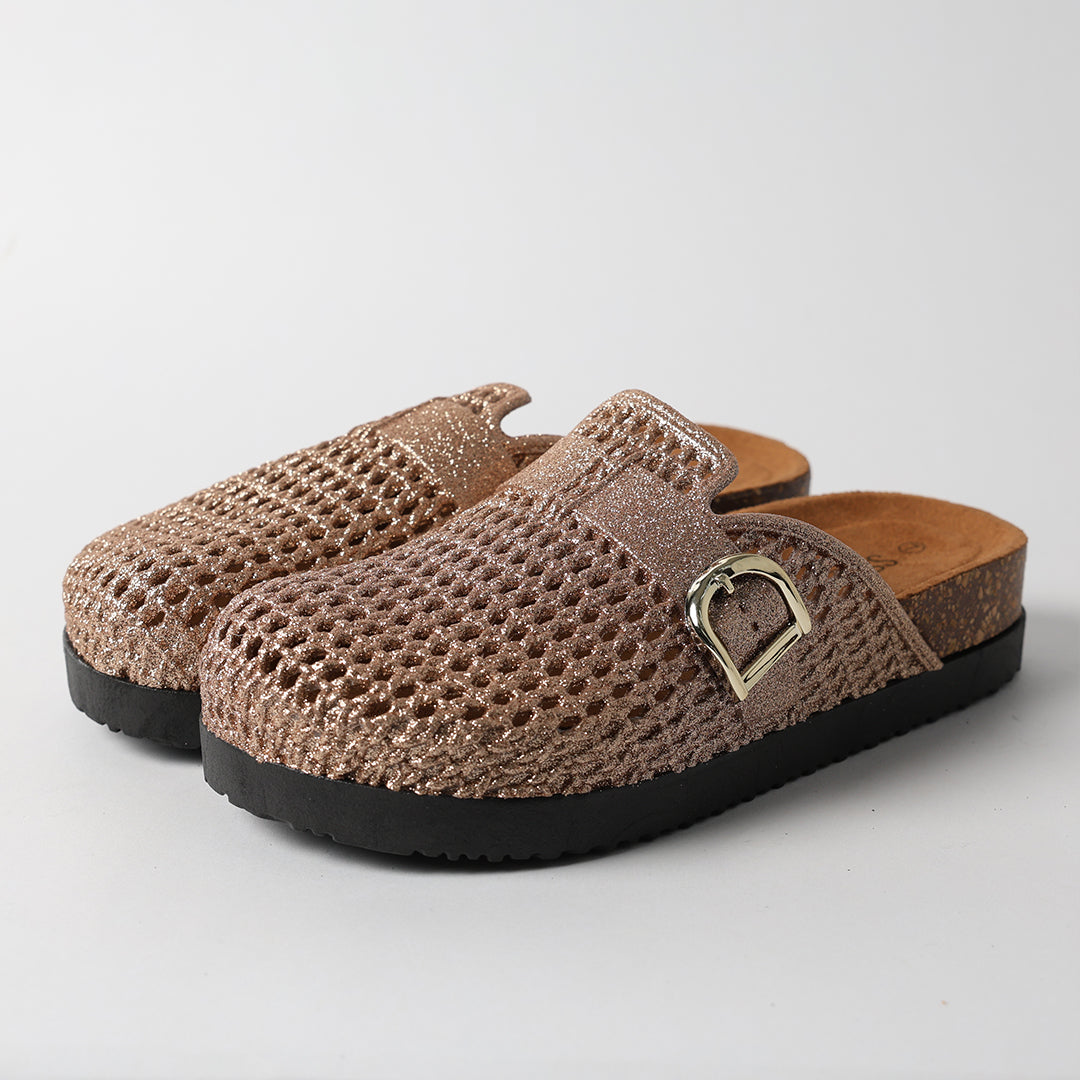 LT GOLD CLOSED TOE BIRKIE SANDAL