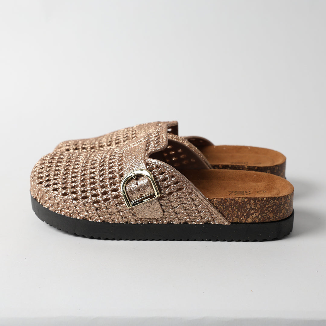 LT GOLD CLOSED TOE BIRKIE SANDAL