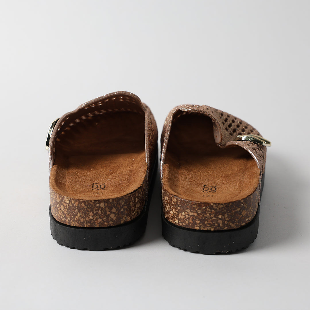 LT GOLD CLOSED TOE BIRKIE SANDAL