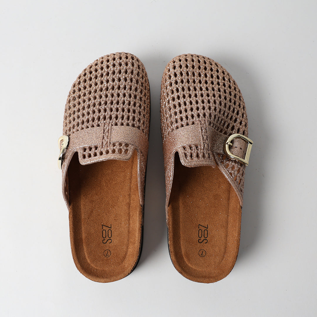 LT GOLD CLOSED TOE BIRKIE SANDAL