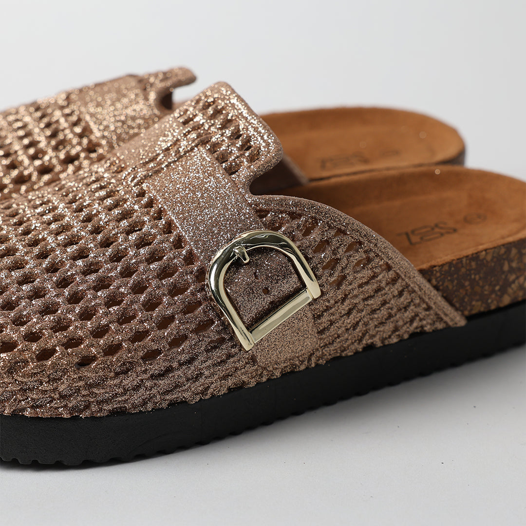 LT GOLD CLOSED TOE BIRKIE SANDAL