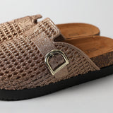 LT GOLD CLOSED TOE BIRKIE SANDAL