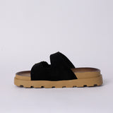 BLACK PLATFORM DOUBLE BUCKLE SANDAL