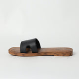 BLACK SQUARE TOE SANDAL (DOUBLE BUCKLE ON UPPER)