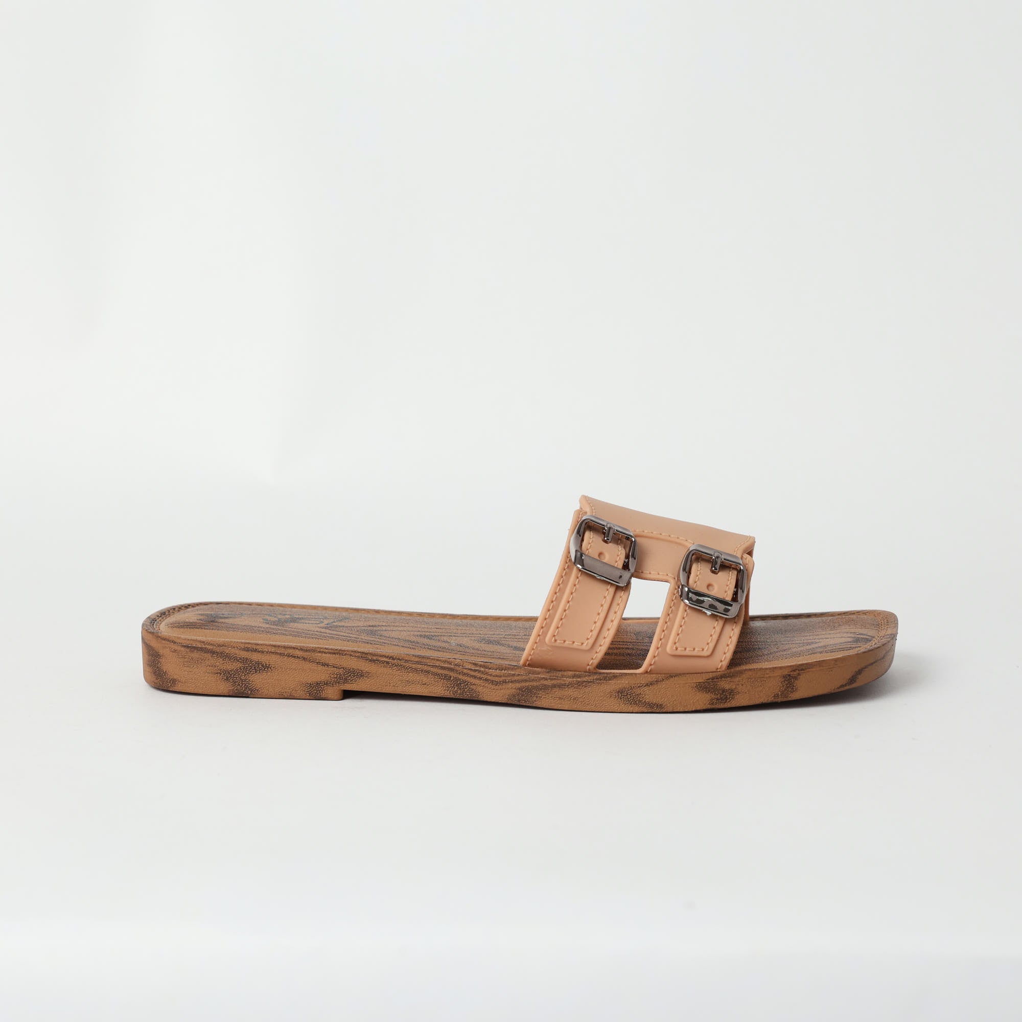 TAN SQUARE TOE SANDAL (DOUBLE BUCKLE ON UPPER)