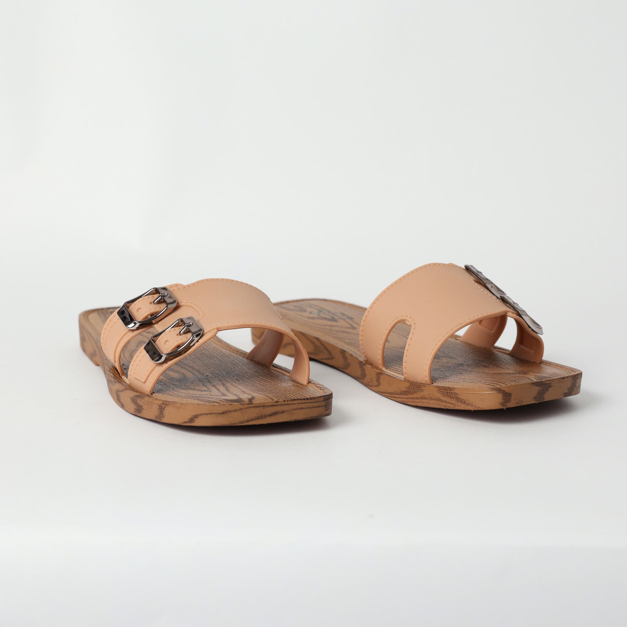 TAN SQUARE TOE SANDAL (DOUBLE BUCKLE ON UPPER)