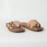 TAN SQUARE TOE SANDAL (DOUBLE BUCKLE ON UPPER)