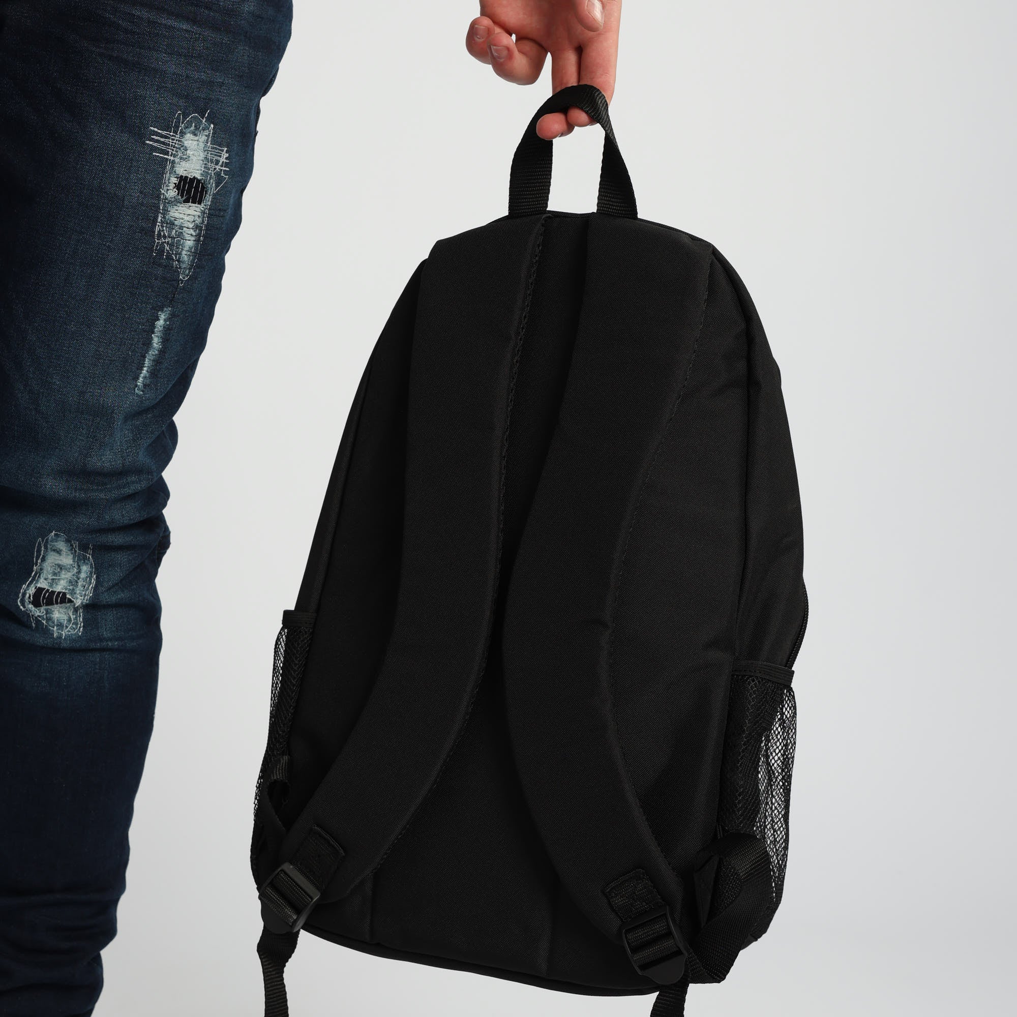 BLACK &amp; LT GOLD BACKPACK (FRONT LOGO, MULTI-COMPARTMENT)
