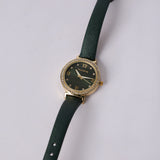 GREEN PU STRAP WATCH (GRN DIAL, GOLD TRIMS)
