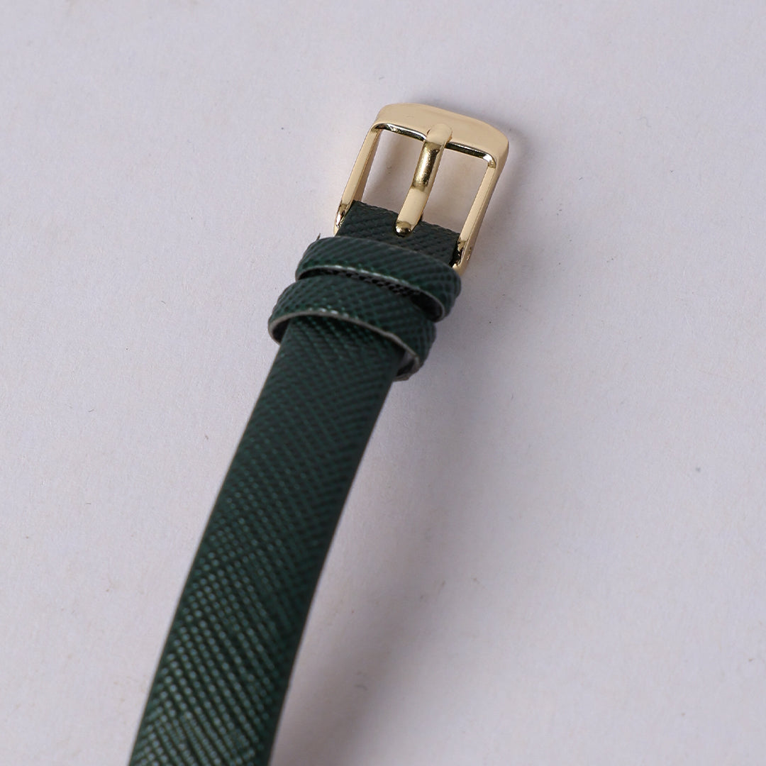 GREEN PU STRAP WATCH (GRN DIAL, GOLD TRIMS)