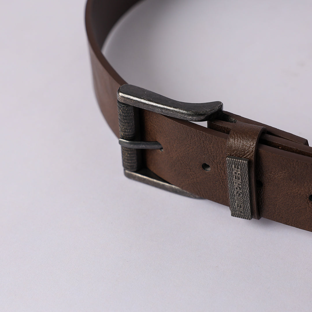 BROWN ROLLER BUCKLE JEAN BELT