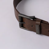 BROWN ROLLER BUCKLE JEAN BELT
