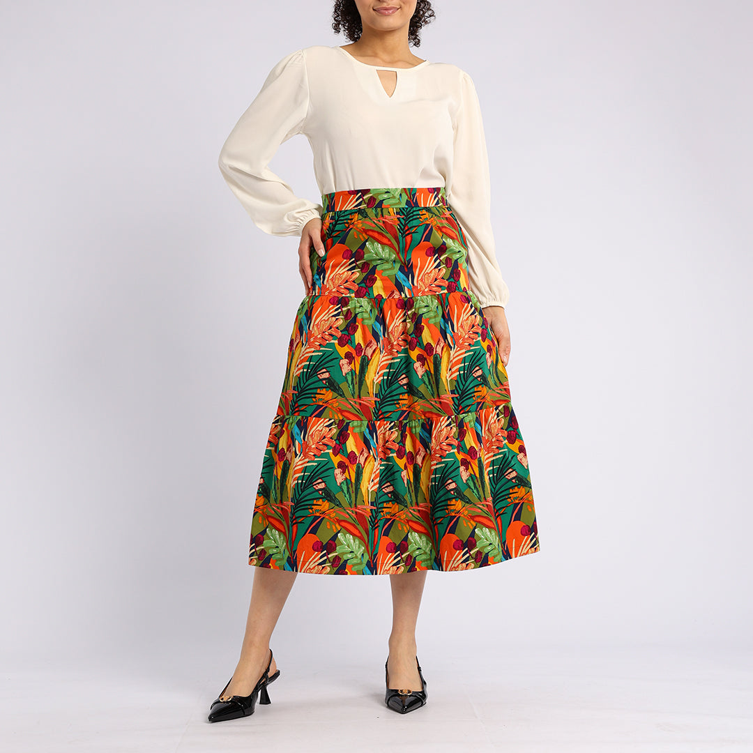 FLORAL TIERED SKIRT