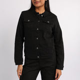 BLACK LONG SLEEVE DENIM JACKET