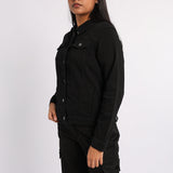 BLACK LONG SLEEVE DENIM JACKET