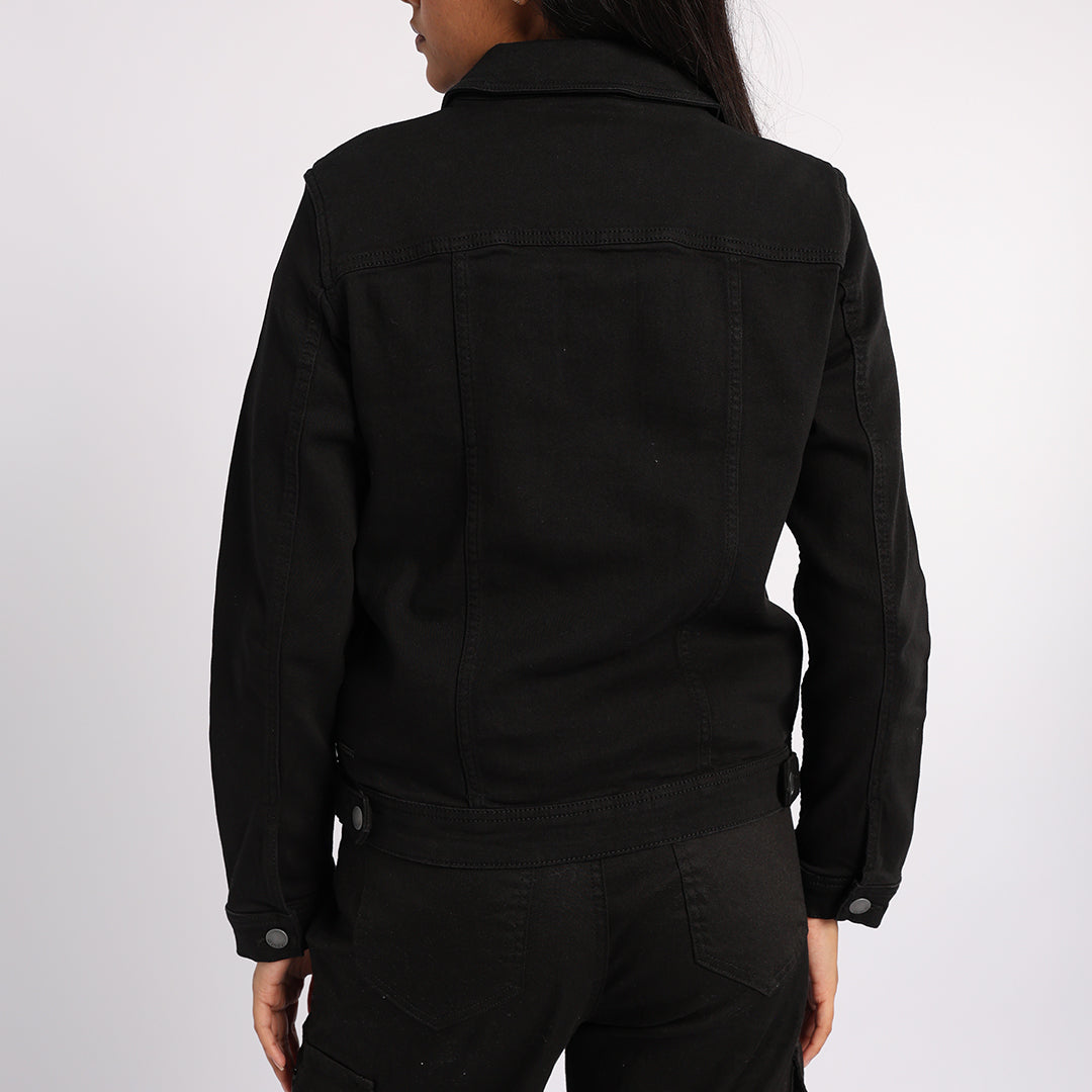 BLACK LONG SLEEVE DENIM JACKET