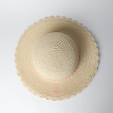 Straw and Bag Set.Pink Applique Flowers.
