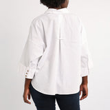WHITE 3/4 SLEEVE BUTTON UP SHIRT