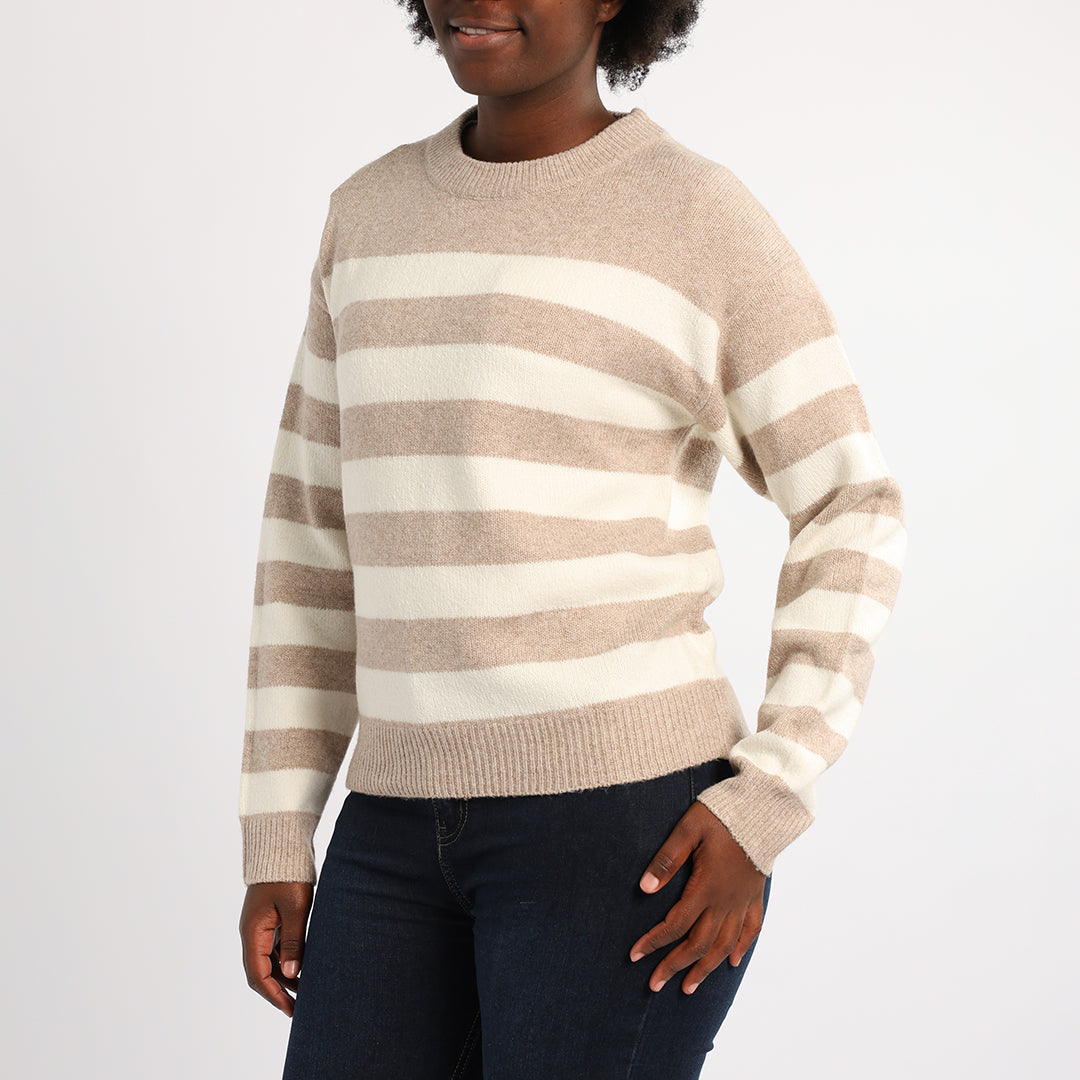 BEIGE/WHITE STRIPE LONG SLEEVE JERSEY