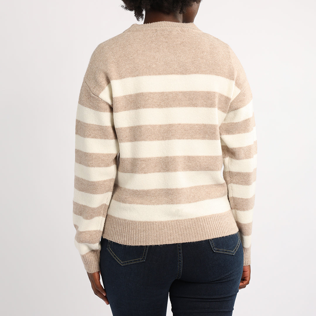BEIGE/WHITE STRIPE LONG SLEEVE JERSEY