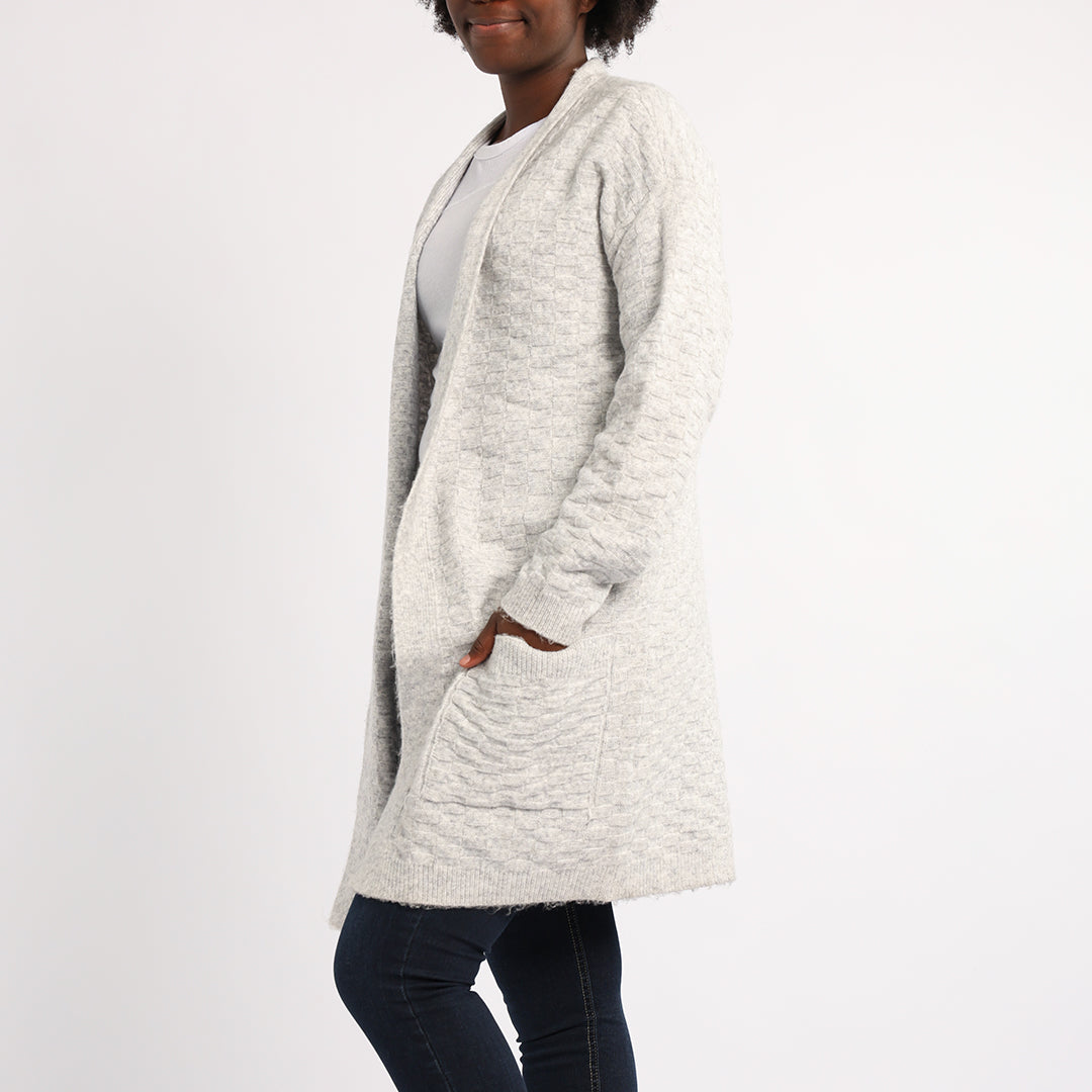 GREY LONG SLEEVE KNIT CARDIGAN