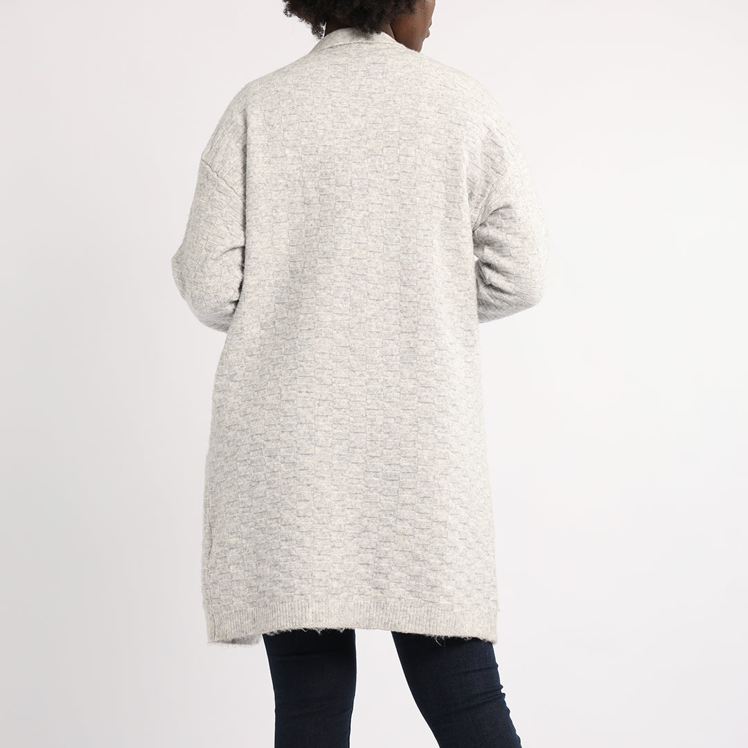 GREY LONG SLEEVE KNIT CARDIGAN