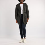 CHARCOAL LONG SLEEVE KNIT CARDIGAN