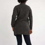 CHARCOAL LONG SLEEVE KNIT CARDIGAN