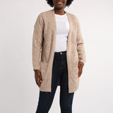 BEIGE LONG SLEEVE KNIT CARDIGAN