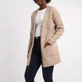 BEIGE LONG SLEEVE KNIT CARDIGAN