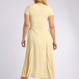 LADIES CIARRA BUTTER YELLOW SIDE PLEATED DRESS