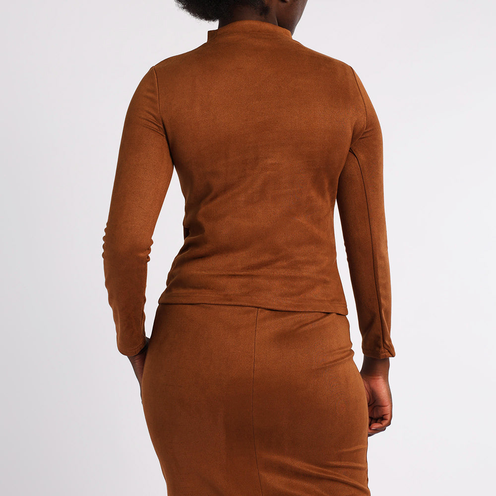 LADIES ALORA TAN TURTLE NECK TOP