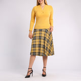 LADIES MUSTARD LONG SLEEVE V NECK TOP