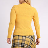 LADIES MUSTARD LONG SLEEVE V NECK TOP