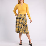 YELLOW CHECK PLEATED SKIRT