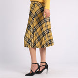 YELLOW CHECK PLEATED SKIRT