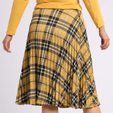 YELLOW CHECK PLEATED SKIRT