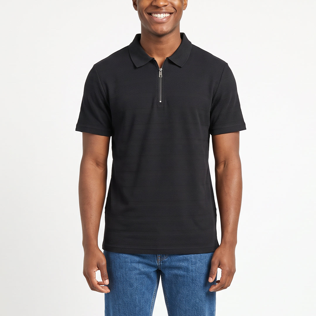 Mens Moda Black 1/4 Zip Golfer