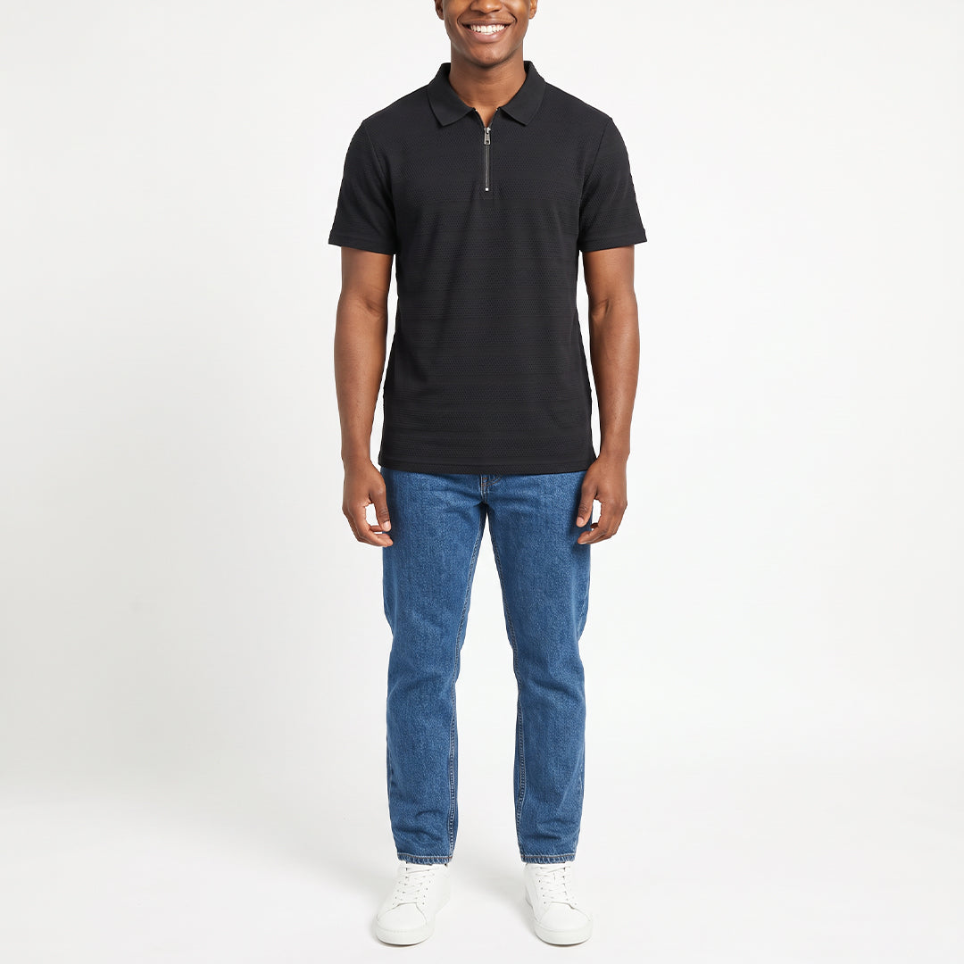 Mens Moda Black 1/4 Zip Golfer