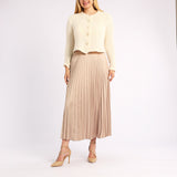 CREAM LONG SLEEVE FUR JERSEY WITH BUTTON DETAIL