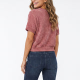 DARK PINK SHORT SLLEVE KNIT TOP