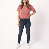 DARK PINK SHORT SLLEVE KNIT TOP