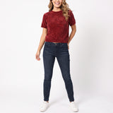 BURGUNDY SHORT SLLEVE KNIT TOP